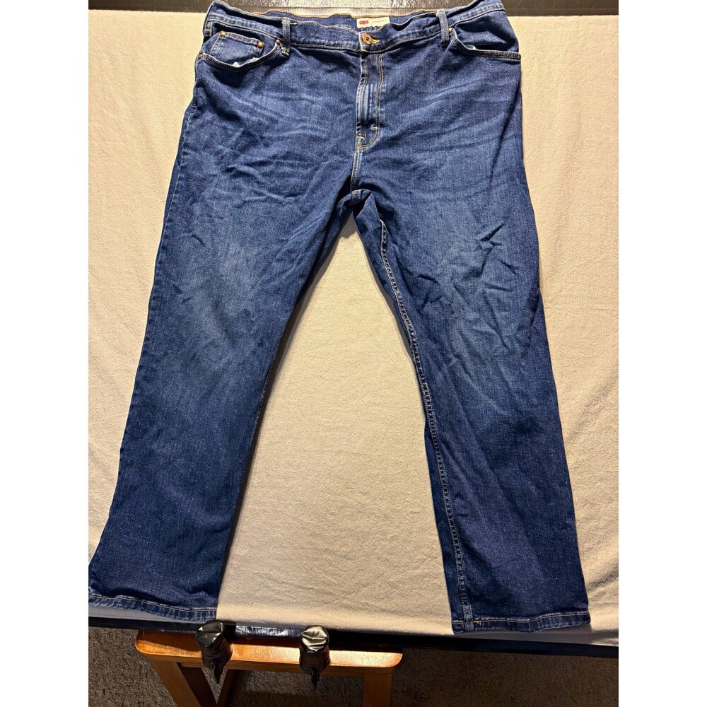 Wrangler Mens Straight Fit Blue Stretch Denim Jeans Medium Wash 5-Pocket 42x30